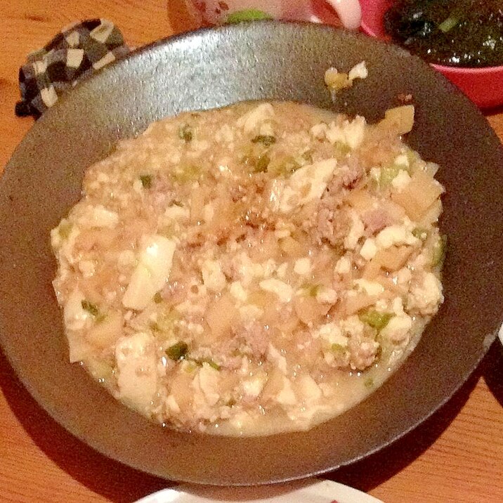 たけのこ入り、辛くない麻婆豆腐